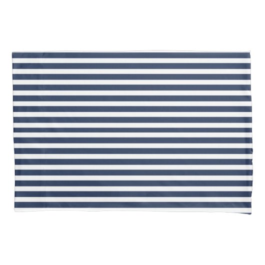 Blauwe en witte strepen kussensloop (Voorkant-Links)