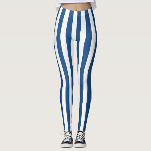 Blauwe en witte strepen leggings (Voorkant)