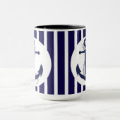 Blauwe en witte strepen met anker mok (Midden)