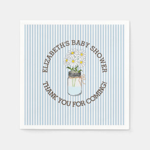 Blauwe en witte strepen met Mason Jar Baby shower Servetten