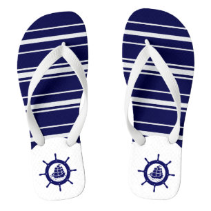 Blauwe en witte strepen met neushoekwiel 3 teenslippers