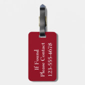 Blauwe en Witte Strepen met Rood Monogram Bagagelabel (Achterkant verticaal)