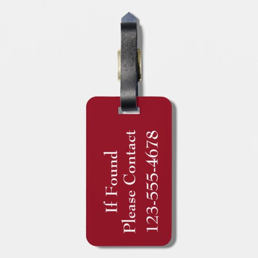 Blauwe en Witte Strepen met Rood Monogram Bagagelabel (Achterkant verticaal)