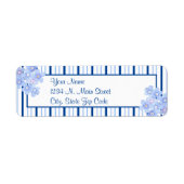 Blauwe en witte strepen met sierstrip etiket (Voorkant)