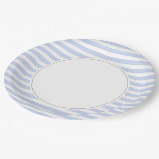 Blauwe en witte strepen papieren bordje (Gekanteld)