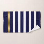 Blauwe en witte strepen patroongoudaccenten bad handdoek (Handdoek)