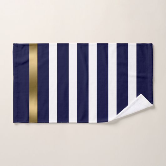 Blauwe en witte strepen patroongoudaccenten bad handdoek (Handdoek)