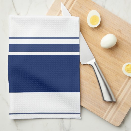 Blauwe en witte strepen theedoek (Quarter Fold)