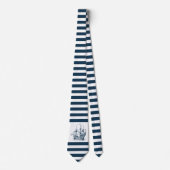 Blauwe en witte strepen zeezeilboot stropdas (Voorkant)