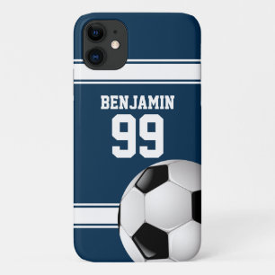Blauwe en witte strepes Jersey Voetbal iPhone 11 Hoesje