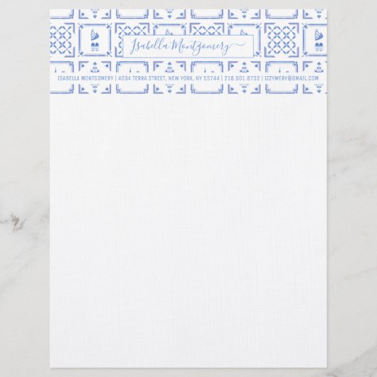 Blauwe en witte tapijten | Monogram Briefhoofd (Voorkant)