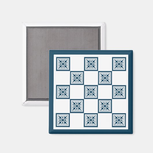 Blauwe en witte tegels magneet (Voorkant / Achterkant)