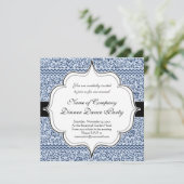 Blauwe en witte tudor Damask  stijl Kaart (Staand voorkant)