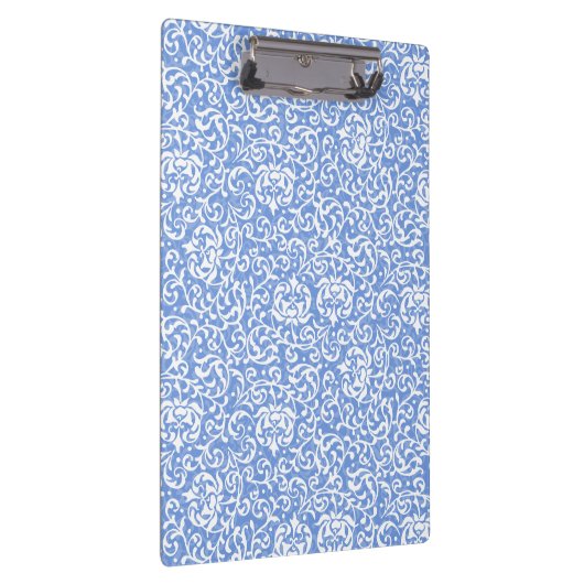 Blauwe en witte tudor Damask  stijl Klembord (Rechts)
