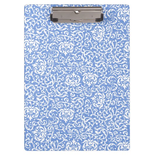 Blauwe en witte tudor Damask  stijl Klembord (Voorkant)