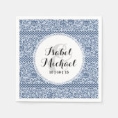 Blauwe en witte tudor Damask  stijl Servetten (Voorkant)