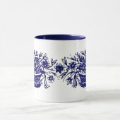 Blauwe en witte ventilatormand mok (Midden)