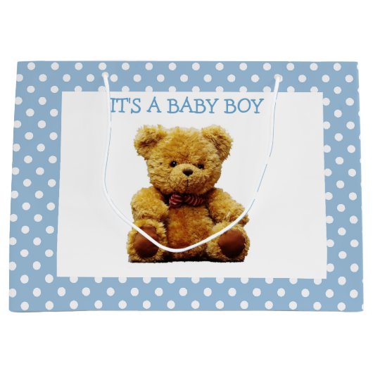 Blauwe en witte vlek groot cadeauzakje (Voorkant)