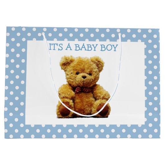 Blauwe en witte vlek groot cadeauzakje (Achterkant)