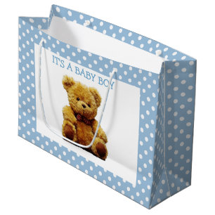 Blauwe en witte vlek groot cadeauzakje