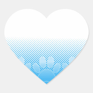 Blauwe en witte vlekken met Newsprint achtergrond Hart Sticker