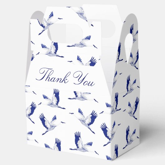 Blauwe en witte vliegkranen bedankdoosjes (Geopend)