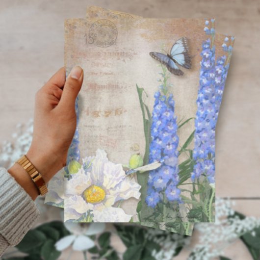  blauwe en witte vlindervlieg Dragonfly Tissuepapier