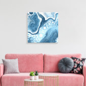 Blauwe en witte vochtige kunst canvas afdruk (Insitu (Woonkamer))