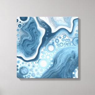 Blauwe en witte vochtige kunst canvas afdruk