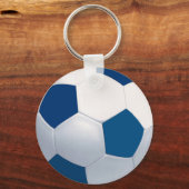 Blauwe en witte Voetbal Sleutelhanger (Voorkant)