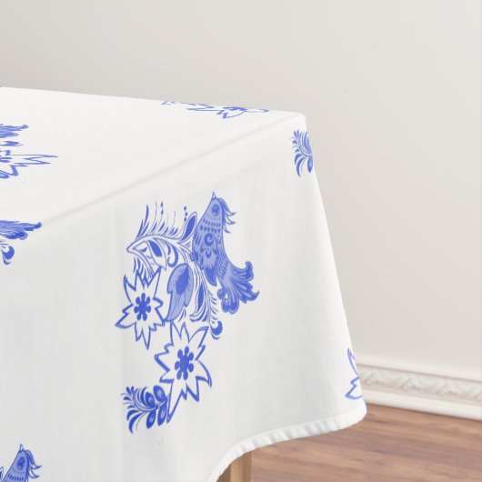 Blauwe en witte vogel en Edelweiss Pattern Tafelkleed (Voorbeeld)