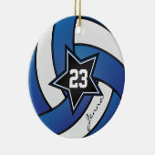 Blauwe en witte volleybal 2 keramisch ornament (Rechts)