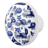 Blauwe en Witte Vossen Aangepaste Keramische Knop (Rechts)