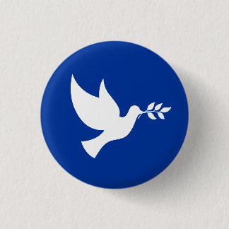 Blauwe en Witte Vredesduif Ronde Button 3,2 Cm