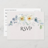 Blauwe en witte Waterverf bloemen Briefkaart (Voorkant / Achterkant)