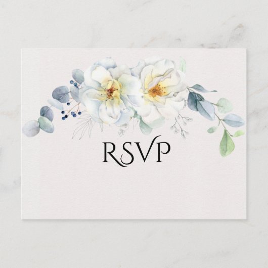 Blauwe en witte Waterverf bloemen Briefkaart (Voorkant)