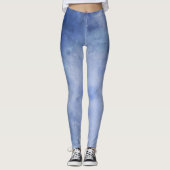 Blauwe en witte Waterverf Leggings (Voorkant)