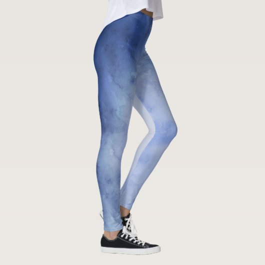 Blauwe en witte Waterverf Leggings (Rechts)