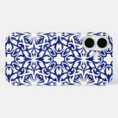 Blauwe en witte Waterverf Spaans Tile Patroon Case-Mate iPhone Case (Achterkant (horizontaal))