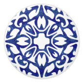 Blauwe en witte Waterverf Spaans Tile Patroon Keramische Knop (Voorkant)
