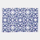 Blauwe en witte Waterverf Spaans Tile Patroon Theedoek (Horizontaal)