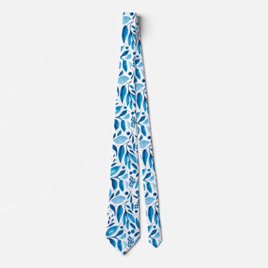 Blauwe en witte Waterverf Stropdas (Voorkant)