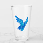 Blauwe en witte Waterverf vredesduif Glas (Voorkant)