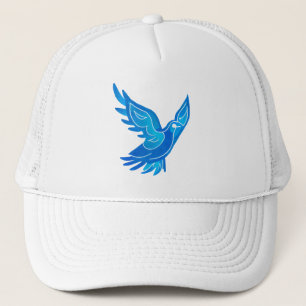 Blauwe en witte Waterverf vredesduif Trucker Pet