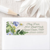 Blauwe en witte wilde bloem etiket (Insitu)