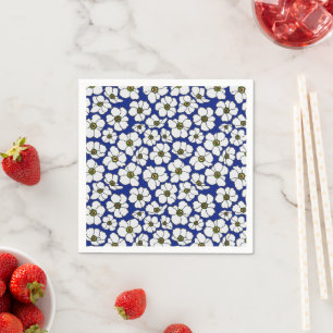 Blauwe En Witte Wilde Bloemen  Servet