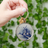 Blauwe en witte windmolen sleutelhanger (Hand)