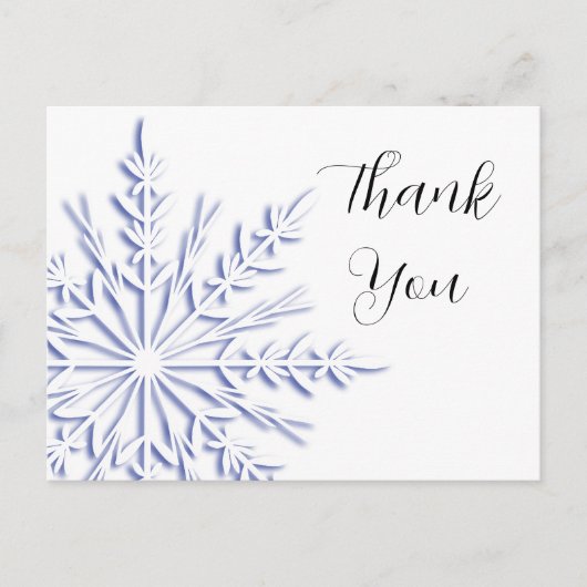 Blauwe en witte winter Snowflake Hartelijk dank Briefkaart (Voorkant)