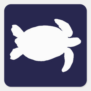 Blauwe en witte Zee schildpad Vierkante Sticker