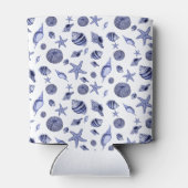 Blauwe en witte zeeschelpen blikjeskoeler (Achterkant)